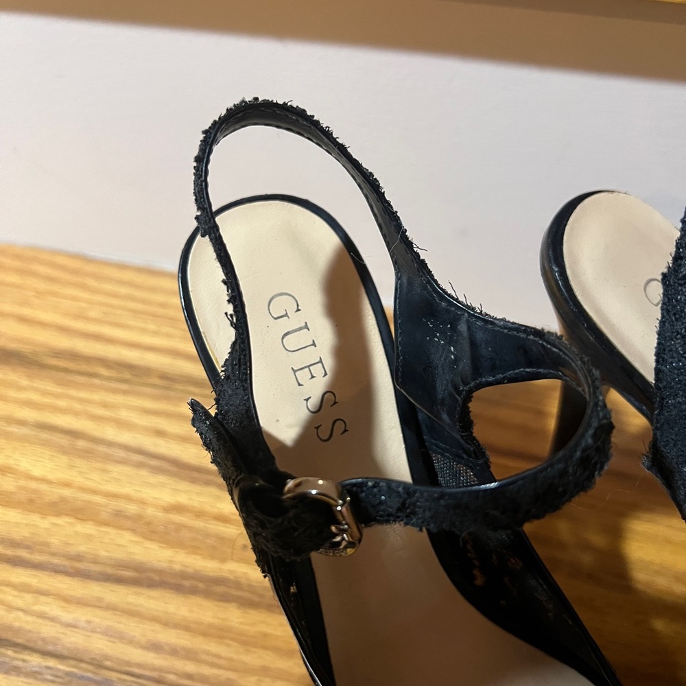 Black Lace Peep Toe Heels GUESS - Picture 4 of 6